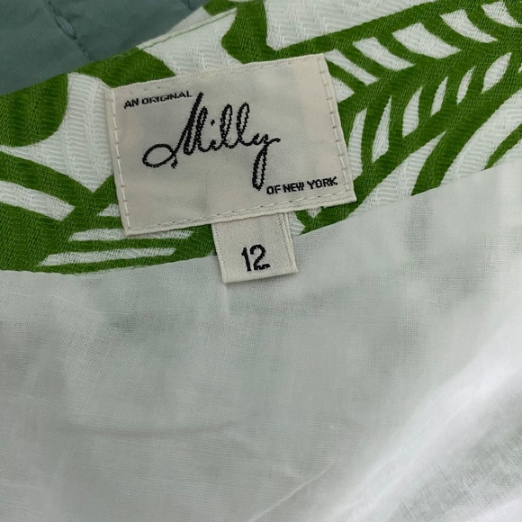 EUC Milly Green White Cotton Dress Sz 12 - Picture 12 of 13